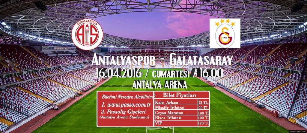 Antalyaspor - Galatasaray Maç Biletleri 7 Nisan (yarın) saat 11.00'de Satışa Açılıyor